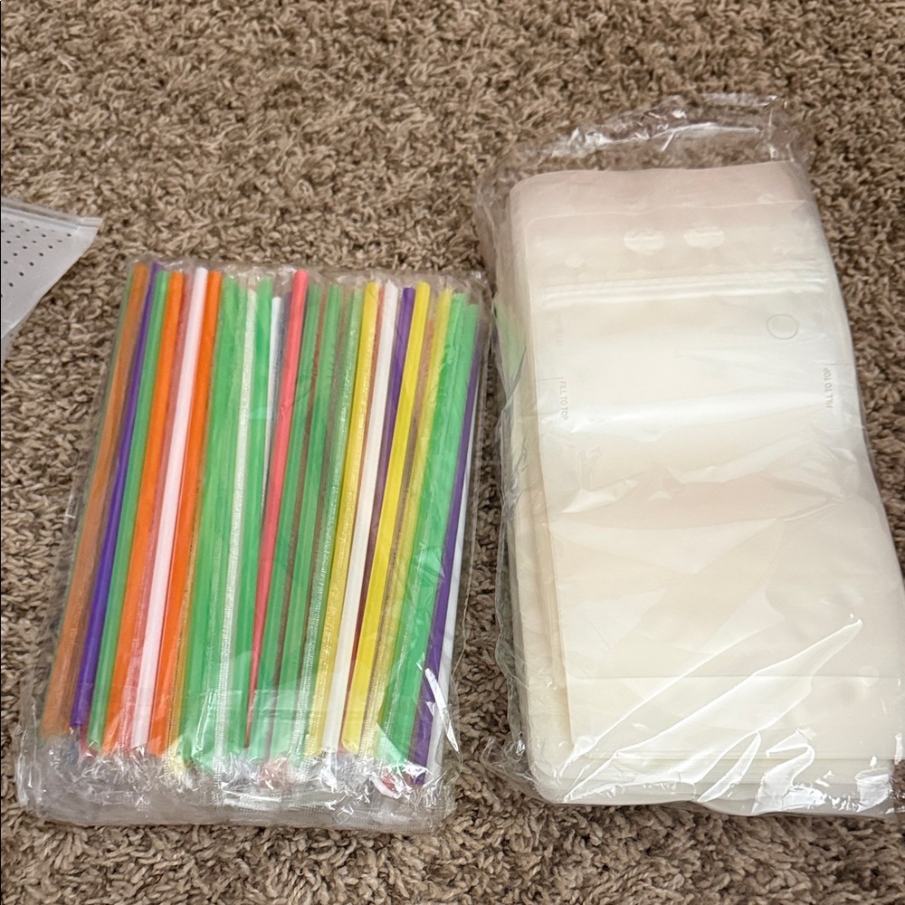 Assorted Neon Party Cocktail Straws with fillable juice pouches